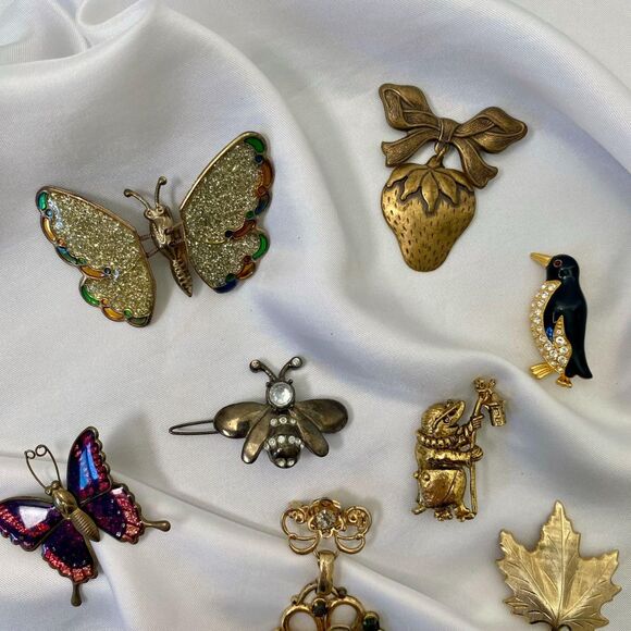 Lot of Vintage Gold-Toned Costume Critter Whimsygoth Fairy Pins & Brooches - Picture 3 of 5